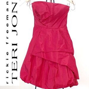 Rickie Freeman Teri Jon 100% Silk Red Dress